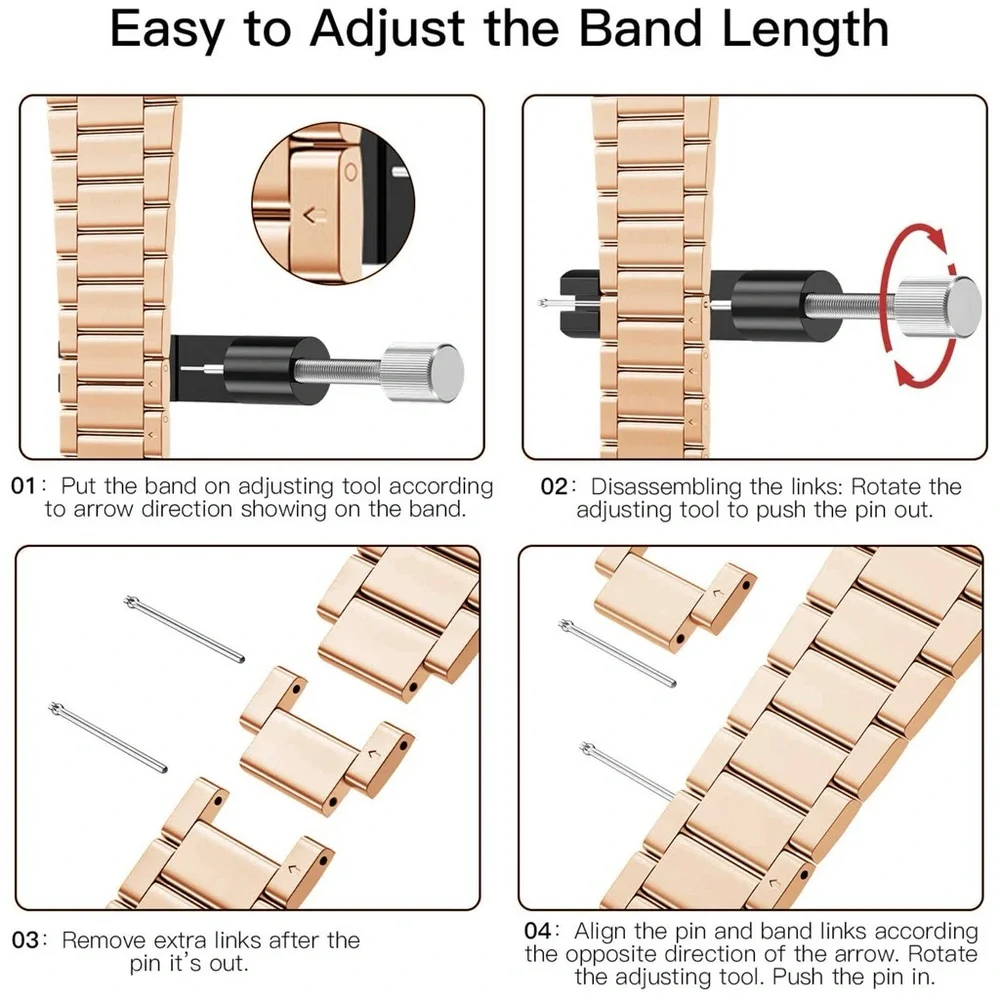 Stainless Steel Smart Watch Band- Gold/Rose Gold